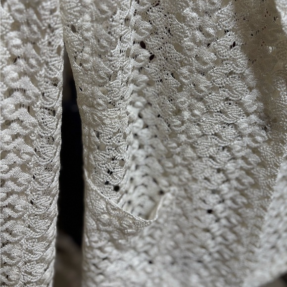 Alberto Makali Cream Lace Crochet Blazer Boho Jacket Lightweight Sheer Top Sz L - Picture 4 of 9